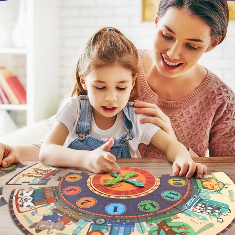 

MiDeer Mi Deer Children with Numbers Clock Jigsaw Puzzle Large Pieces Paper Cognitive Jigsaw Puzzle Educational Toy 3-4-6-Year-O