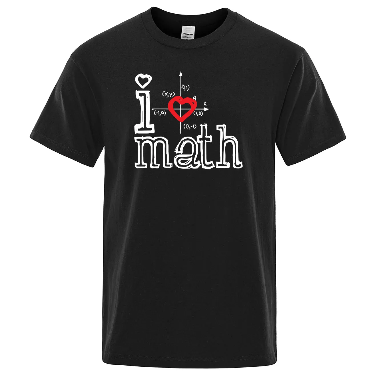 Модные футболки с принтом логотипа мужские коротким рукавом надписью I Love Math и