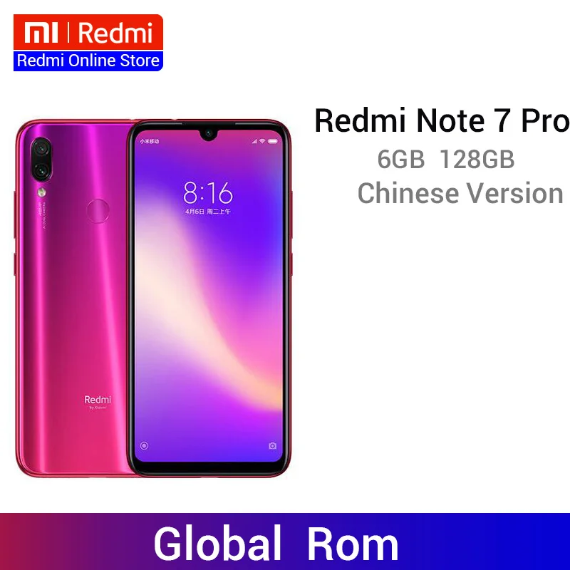 Xiaomi Redmi Note 7 Pro 6 ГБ 128 ГБ 48 МП IMX 586 камера Snapdragon 675 Восьмиядерный экран 6,3 ''FHD мобильный телефон 4000 мАч