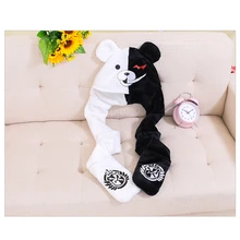 шапка 2021 Women/Child/Girl Bunny Hat Beanie Anime Danganronpa Monokuma Plush Rabbit Hats Scarf Gloves Earflap Cap