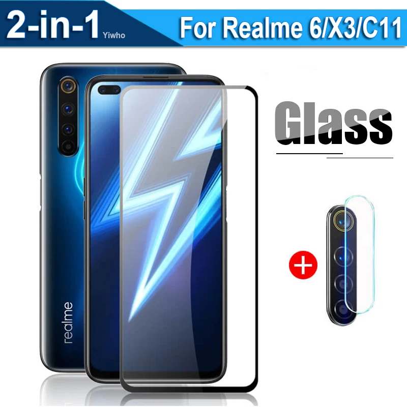 2 в 1 закаленное стекло Realme 6i 6 Pro 7 7i C11 Защитная пленка для экрана Oppo Realmi X3 суперзум