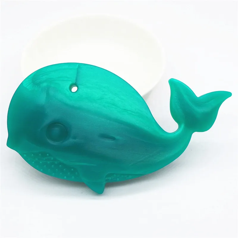 Pearl Green Chenkai 50 шт., силиконовый Прорезыватель для зубов в виде Кита, сделай сам, животная детская соска для душа, пустышка, Прорезывание Зубов, подвеска для кормления, ювелирное изделие, сенсорная игрушка - Color: Pearl Green