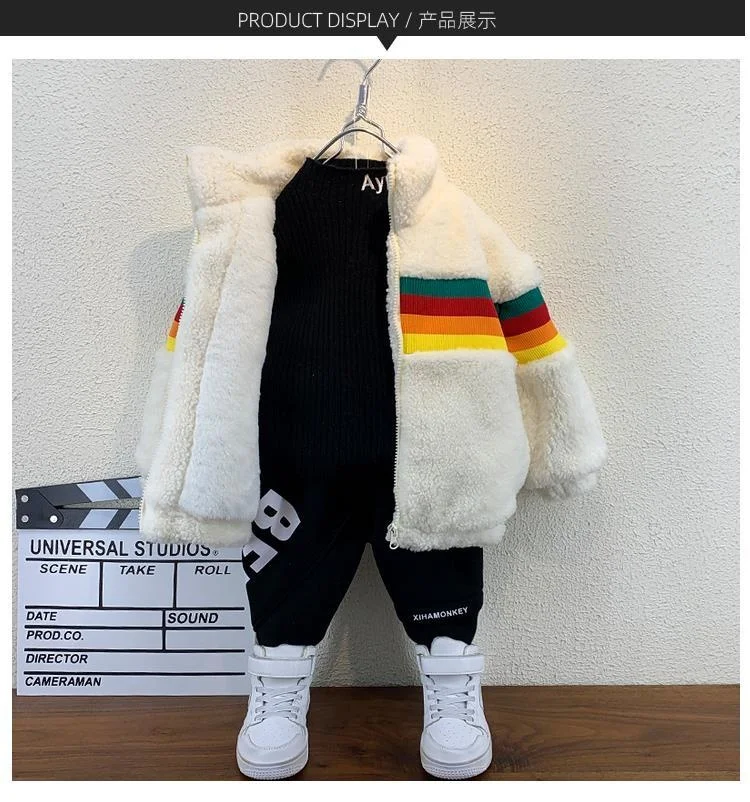 stylish jacket Teddy Fur Rainbow Kids Winter Children Clothing Boys Jacket Baby Girl Clothes Faux Fur Coat Snowsuit Outerwear Coat Parka Outerwear & Coats best of sale