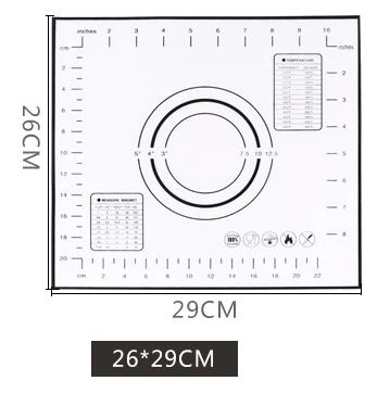 29x26cm Black Многоразовый силиконовый коврик для выпечки Эко-коврик для раскатки теста большой антипригарный коврик для духовки Кондитерские аксессуары инструменты новые - Цвет: 29x26cm Black