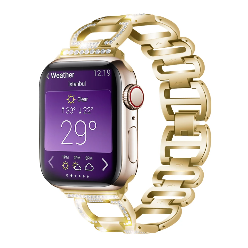Ремешок из нержавеющей стали для Apple watch 38 мм 42 мм 40 мм 44 мм для iWatch, браслет серии 5 4 3 2 1, женский ремешок для часов, аксессуары