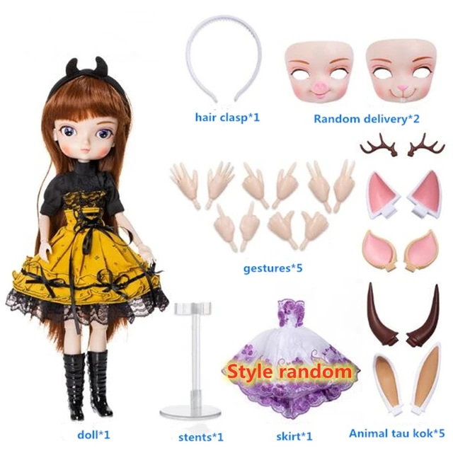 14 Movable Joints 35cm BJD Doll With Full Outfits Dress Wig Shoes Headdress Makeup Girls Collection Kids Toys Christmas Birthday 1