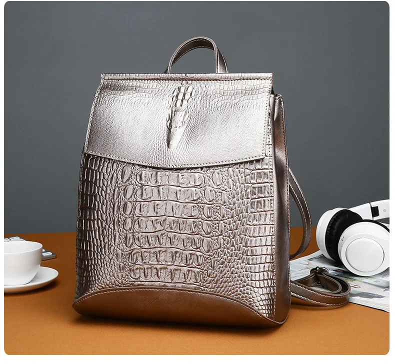 Crocodile leather luxury Designer backpack Bag Women anti theft Rucksack Female Famous Brand Small Vintage Shoulder Bags Travel Back Pack (5)