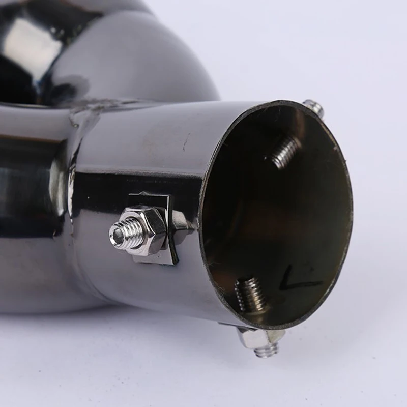

1pc Gloss Black Exterior Car Exhaust Pipe Wear Resistant Trim Molding Replacement Accessory Inlet Bent Stainless Steel