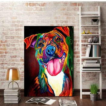 

Colourful abstract dog animal print canvas painting animal posters and prints wall pictures for room decoracion frameless