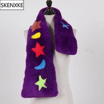 

2019 Winter Girl Fashion Full Pelt Real Rex Rabbit Fur Scarf Natural Soft Rex Rabbit Fur Muffler Women Warm Genuine Fur Scarves