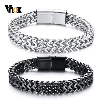 

VNOX Men's 8.5MM Double Wheat Chain Bracelets Stainless Steel High Polished Male pulseira Jewelry 19/21cm