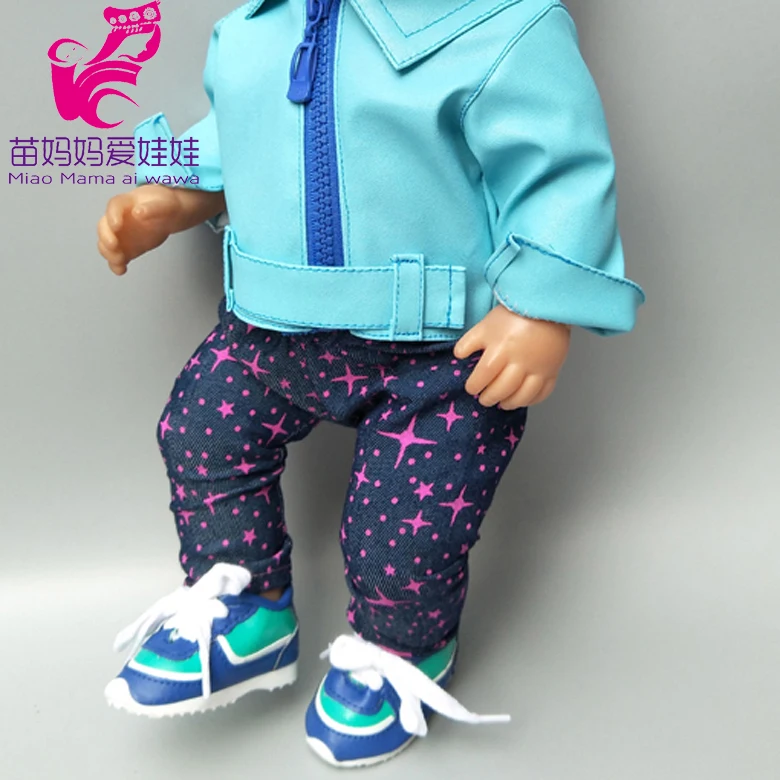 Кукольная кожаная куртка для 43 см Детская кукольная комплект с капюшоном 17