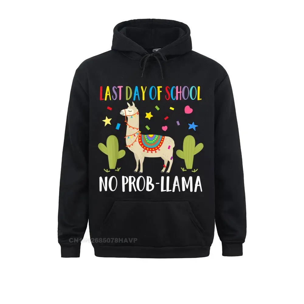 

Happy Last Day Of School No Probllama Llama Teacher Hoodie Sweatshirts Labor Day Birthday Hoodies Anime Sweater Prevailing Men