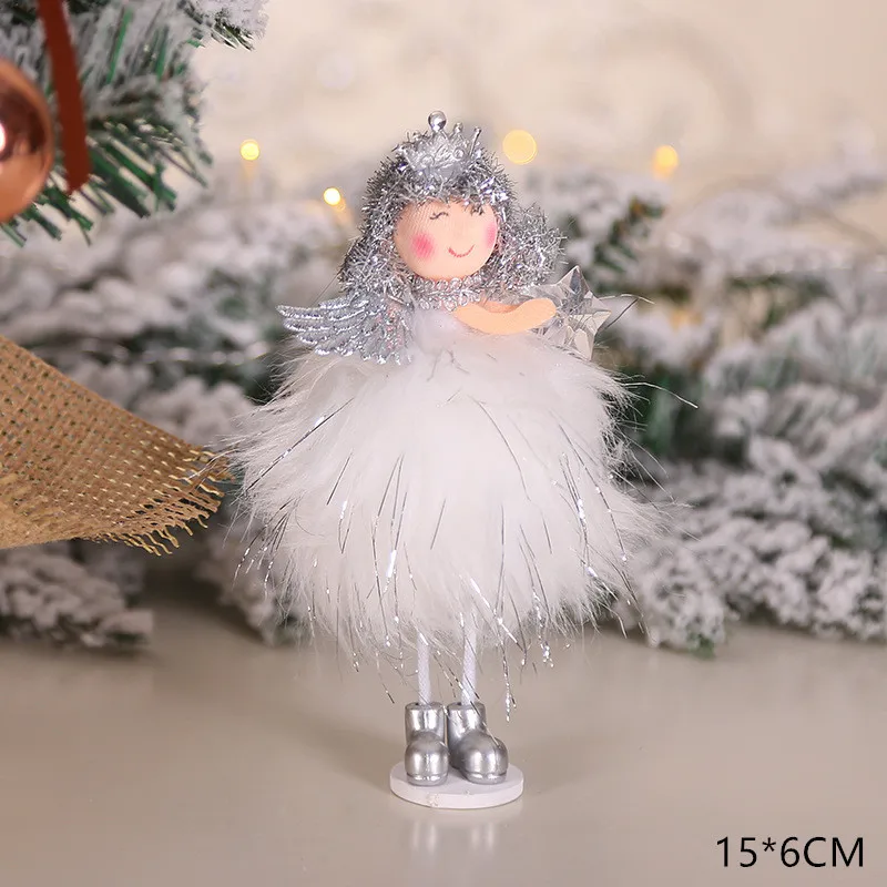 New Year Latest Christmas Cute Silk Plush Angel Doll Xmas Tree Ornaments Noel Christmas Decoration for Home Kids Gifts - Цвет: E1