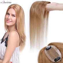 

S-noilte 6x9cm Hair Toppers Human Hair For Women Mono Silk Base Wigs Straight Thin Hair Piece Black Brown Clip In Hair Extension