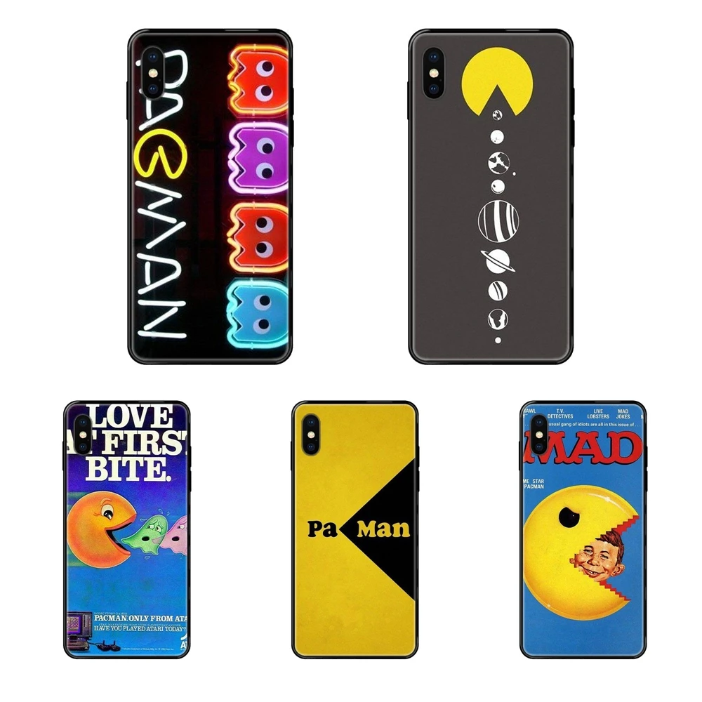 Оригинальный черный мягкий чехол для телефона из ТПУ с логотипом Pacman Games Galaxy Note 4 8
