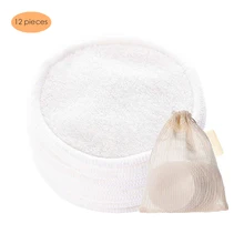 12 шт. средство для снятия макияжа из бамбукового волокна, двойные толстые очищающие кожи лица, хлопковые моющиеся очищающие подушечки с сетчатым пакетом