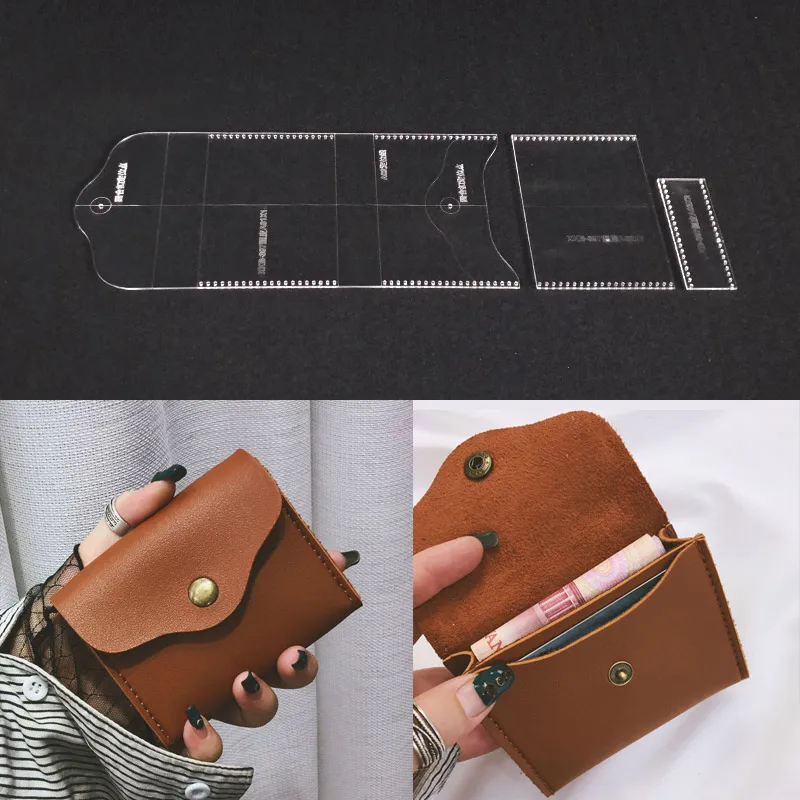 Conjunto de plantillas de acrílico transparente para cartera, conjunto de plantillas de acrílico para manualidades de cuero, bolso de mano, suministros para fabricación de bolsos - AliExpress Hogar y jardín