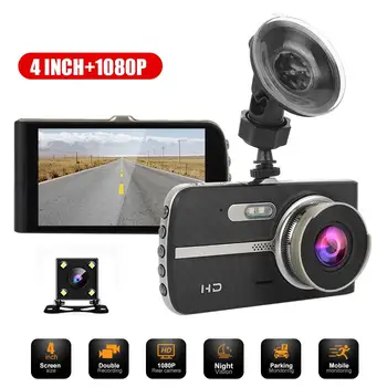 

4 inch DVR HD IPS Screen Driving Recorder Zinc Alloy Shell Dual Recording Night Vision Parking Monitoring Motion Detection 1080P