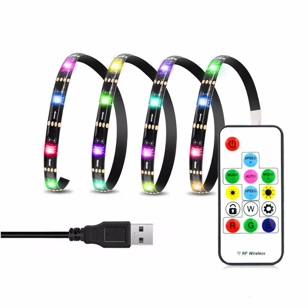 

LED Strip pixel light WS2812B ws2812 IC Dynamic RGB USB 5050 Dream Color 5V Backlight Addressable RF 17key Remote Neon Tape lamp