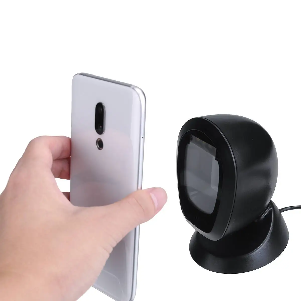 

USB Automatic Barcode Scanner Handsfree 1D 2D Barcode Scanner 360 Degrees Rorating Scanning Platform with USB Interface