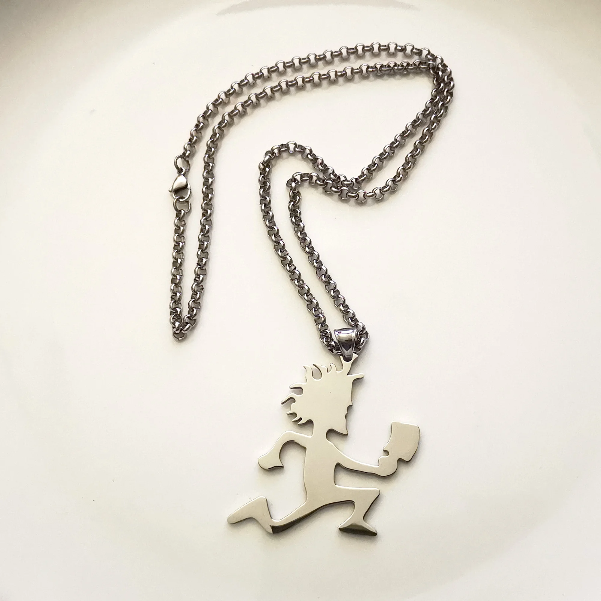 Polished 2 INCH TALL Classic Hatchetman  Pendant INSANE CLOWN POSSE Charms Stainless Steel Hatchet ICP  Necklace rolo chain 24'' 4