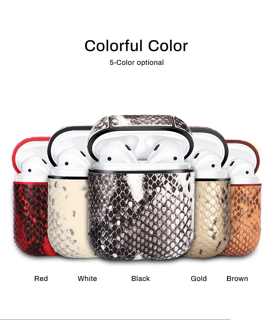 Snake Skin Earphone Case For Apple AirPods Protector Anti-lost Pouch For Air Pod Wireless Bluetooth Earphone Fashion Carcasa Bag