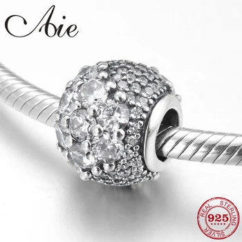 

Decorate Round shape 925 Sterling Silver Charming Clear CZ fine beads Fit Original European Charm Bracelet Jewelry making
