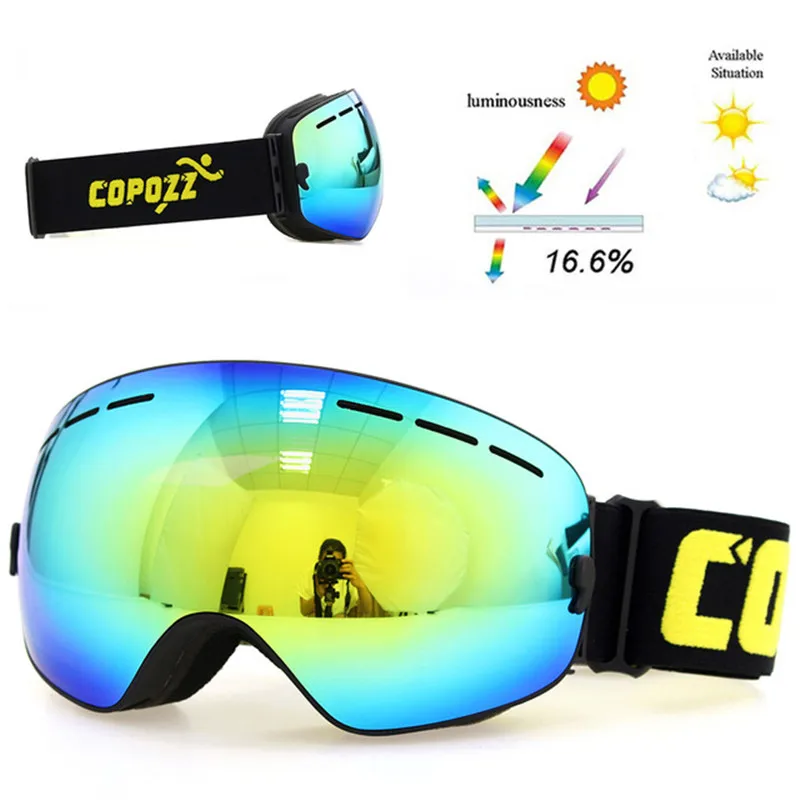 Copozz GOG 201 лыжные очки UV400 противотуманная двухслойная Лыжная маска с регулируемым