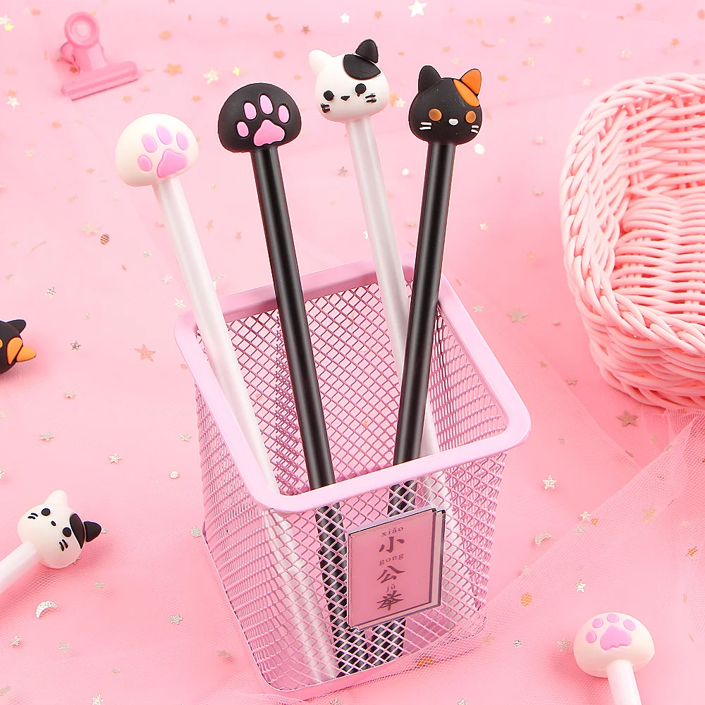 4 шт./лот Kawaii Cat гелевая ручка Papelaria мультфильм C школьные принадлежности