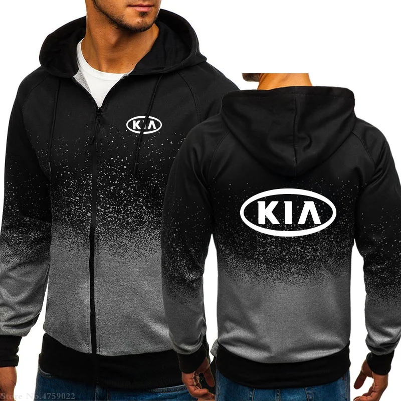 Дизайн, мужская толстовка с капюшоном KIA, повседневное пальто с длинным рукавом, одежда на молнии