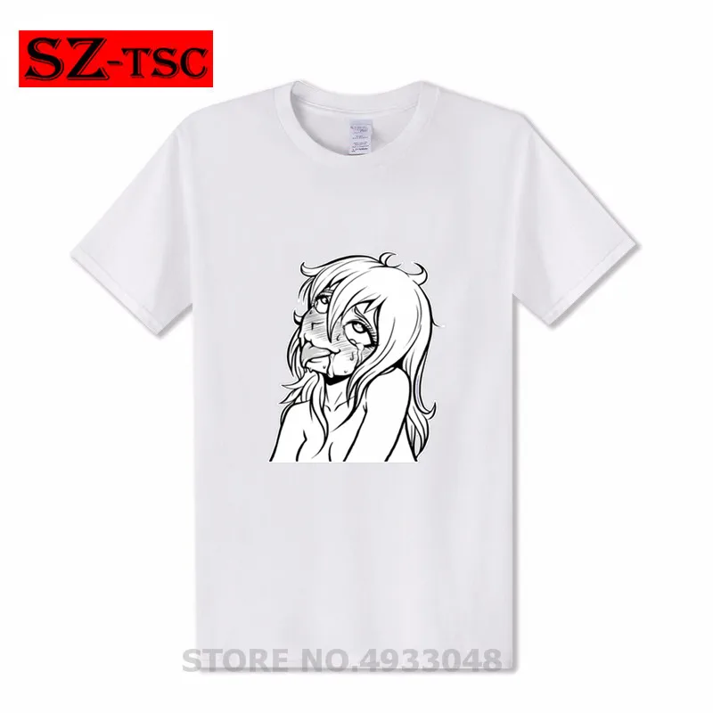 Мужская футболка Hentai Girl Ahegao хлопковая Футболка в японском стиле с короткими