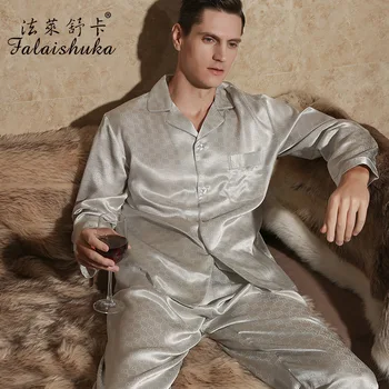 

Heavyweight Silk Pajamas Men Autumn & Winter Floral Silkworm Silk Tracksuit Two-Piece Suit T9081