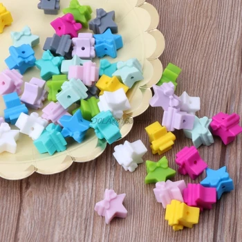 

5Pcs Colorful Silicone Star BPA Free Silicone Teether DIY Crafts Baby Accessories Silicone Beads Baby Teethers Toy
