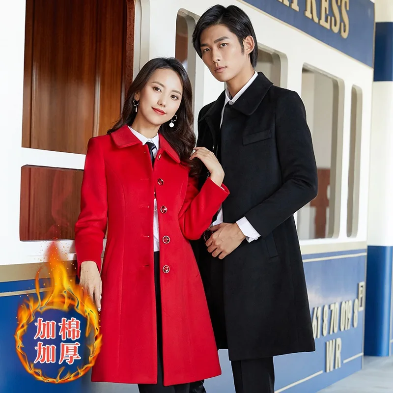 

Woolen Jacket Men And Women Celebrity Style Autumn And Winter Wool Overcoat Wear Bank 4S Property Waist Hugging Work Clothes OL