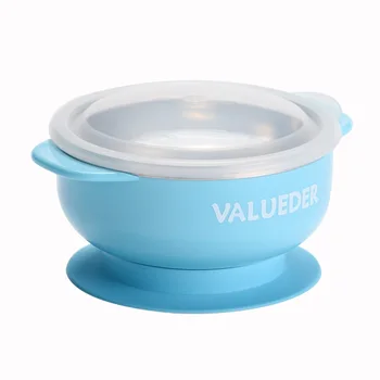 

Stainless Steel Children Sucker Bowl Pp Heat Resistant Sucker Bowl CHILDREN'S Tableware with Lid Rice Bowl