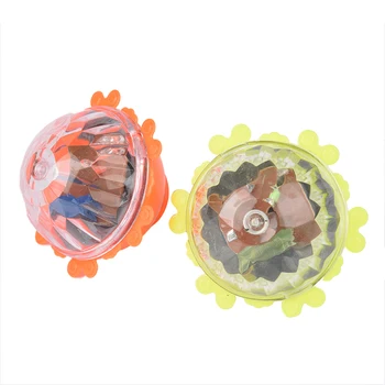 

Children Flash Colorful Light Plastic Spinning Peg Top Toy Yellow Orange 2Pcs