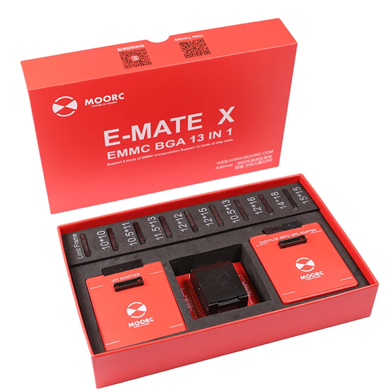 

MOORC E-MATE X E MATE PRO BOX EMATE EMMC BGA 13 in 1 SUPPORT 100 136 168 153 169 162 186 221 529 254 easy jtag plus