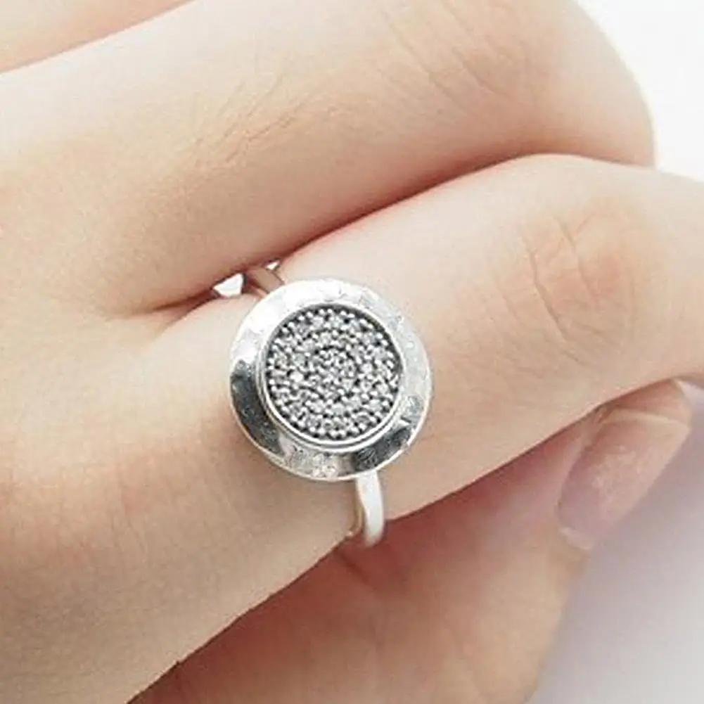 Women Fashion Plating Rhinestone Inlaid Finger Ring Party Jewelry Wedding Gift