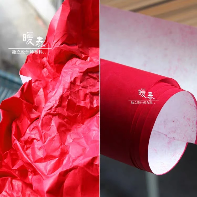 

Red Hard feeling Tearing Resistant Tyvek Washing breathe paper cloth bag fashion creative Designer Fabric 50 x 100cm