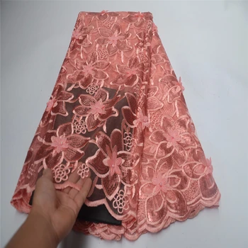 

High Quality African Dry Lace Fabric New Style French Mesh Lace Fabirc Embroidered With Sequin Nigerian Lace Fabric For Sew