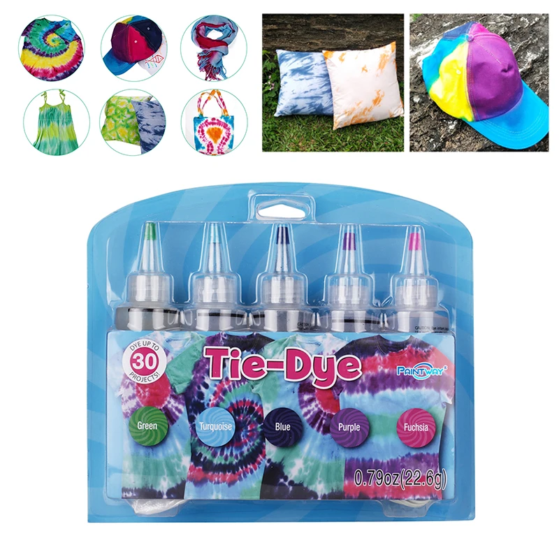 

5-color Safe Tie-dye kit Pigment Pure Cotton Direct Cold Water Dye Clothes DIY Handmade Art Coloring