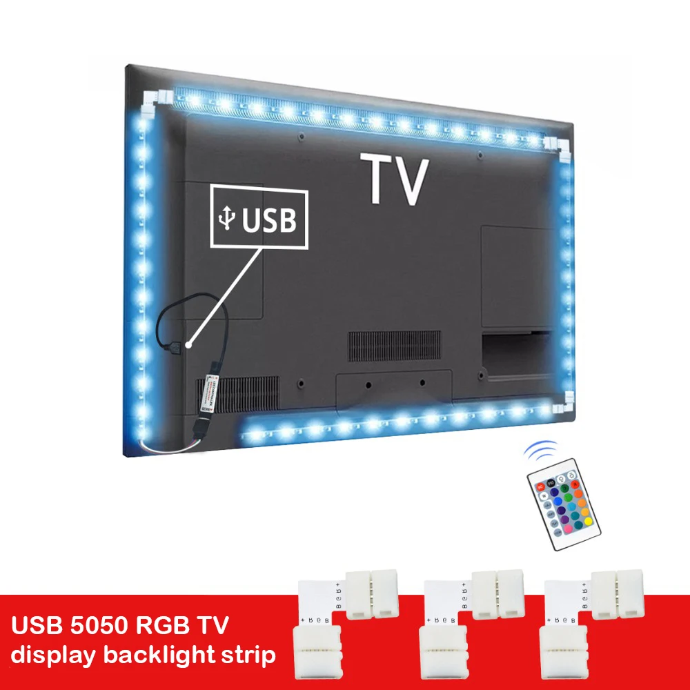 1 м 2 3 светодиодный светильник RGB неоновая лампа 5050SMD Светодиодная лента для ТВ HD