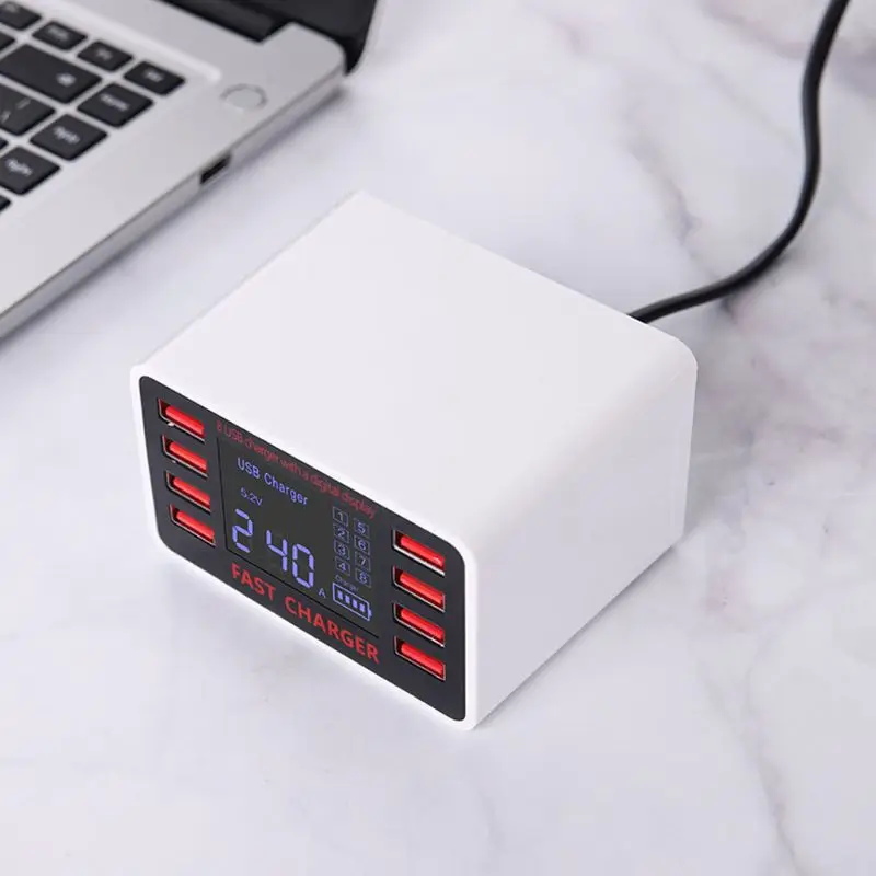 OOTDTY 5V 2.4A 8 портов USB зарядное устройство светодиодный индикатор Тока зарядная док-станция адаптер W91A