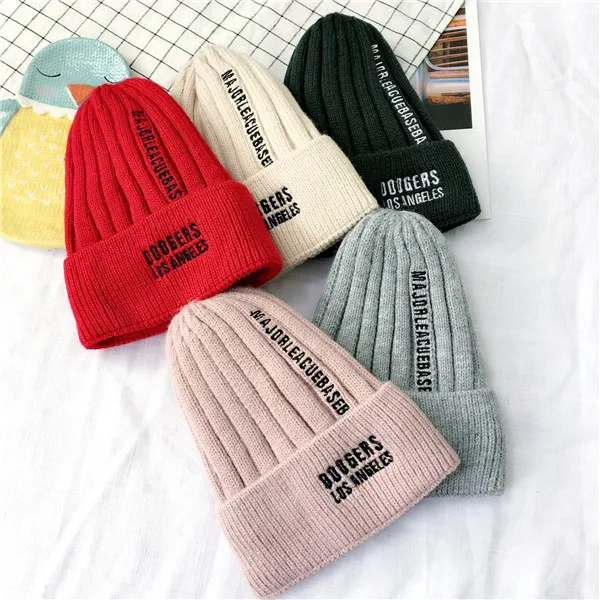 Детская шапка Skullie Beanies для мальчиков и девочек, зимняя однотонная шапка с надписями и ушками, теплые эластичные модные аксессуары