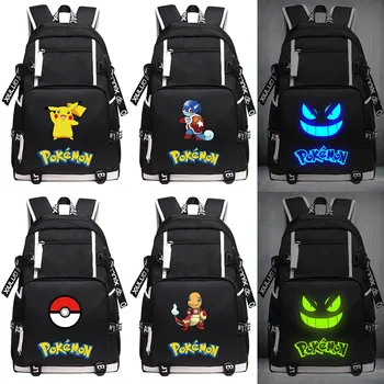 

Anime Pokemon Pikachu Poke Ball Squirtle USB Charging Laptop Boy Girl School bag Women Bagpack Teenagers Canvas Men Backpack