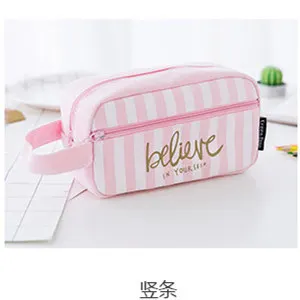 Pink lovely Pencil Case School Student Supplies Pen Box Pen Bag Stationery Storage Bag Office High Capacity Multifunction - Цвет: Pink 4