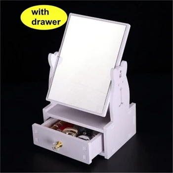 

Desktop Makeup Mirror EU Style Rotatable Mirror With Storage Box Cute Bear Design Simple Makeup Mirror Birthday Gift