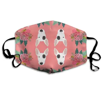 

Comfortable Two Layer Dust Mask, Soft Bull Terrier Floral Flowers Bull Pattern Face Mask Cover Mouth for Adults and Teens