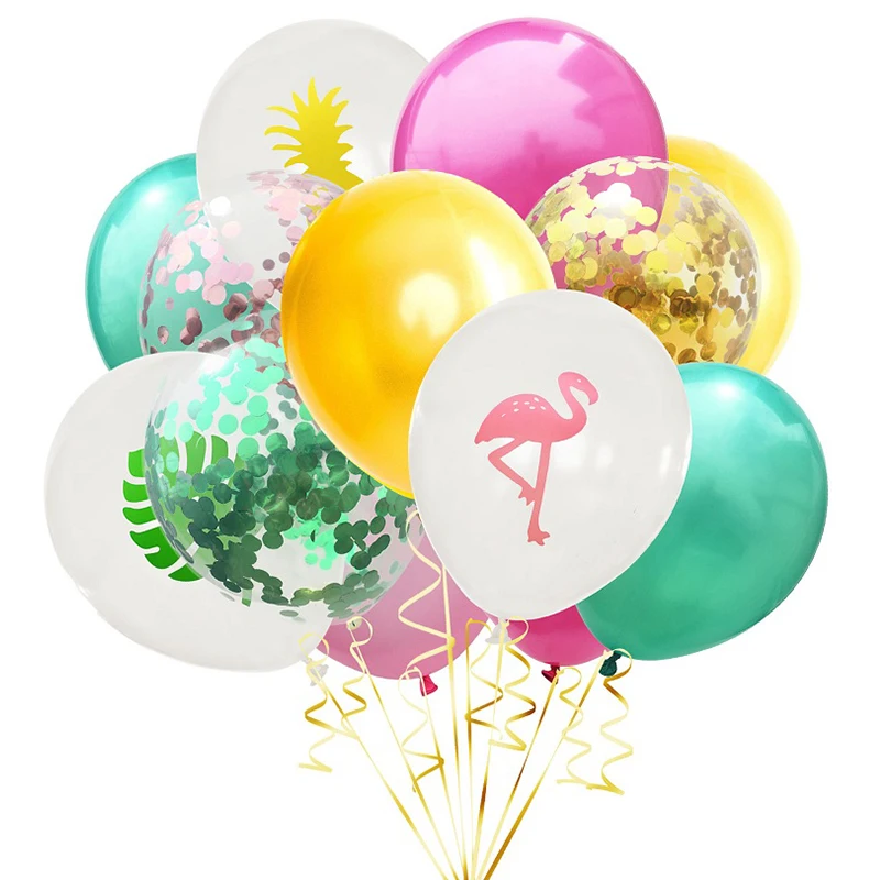 Hawaii Aloha Happy Birthday Banner Flamingo Hawaiian Tropical Party Decor Luau Summer Party Supplies Latex Balloons Cake Toppers